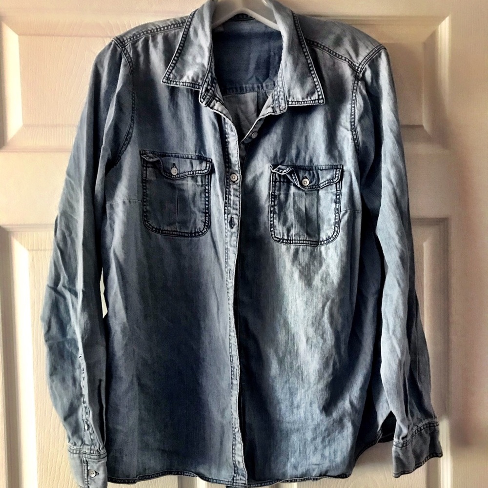 Denim button up.
